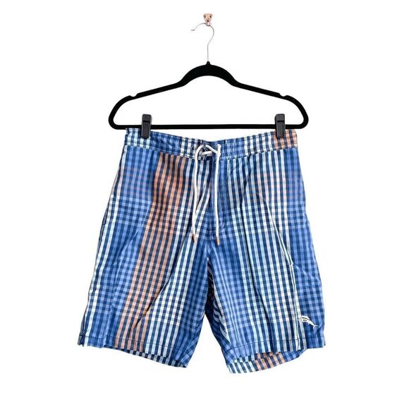 Tommy Bahama Mens Baja King Of Gingham Board Shorts Swim Trunks Blue Size Medium - Picture 1 of 9
